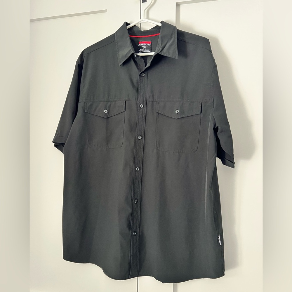 Men’s Karbon Black Short Sleeve Button-Up Shirt